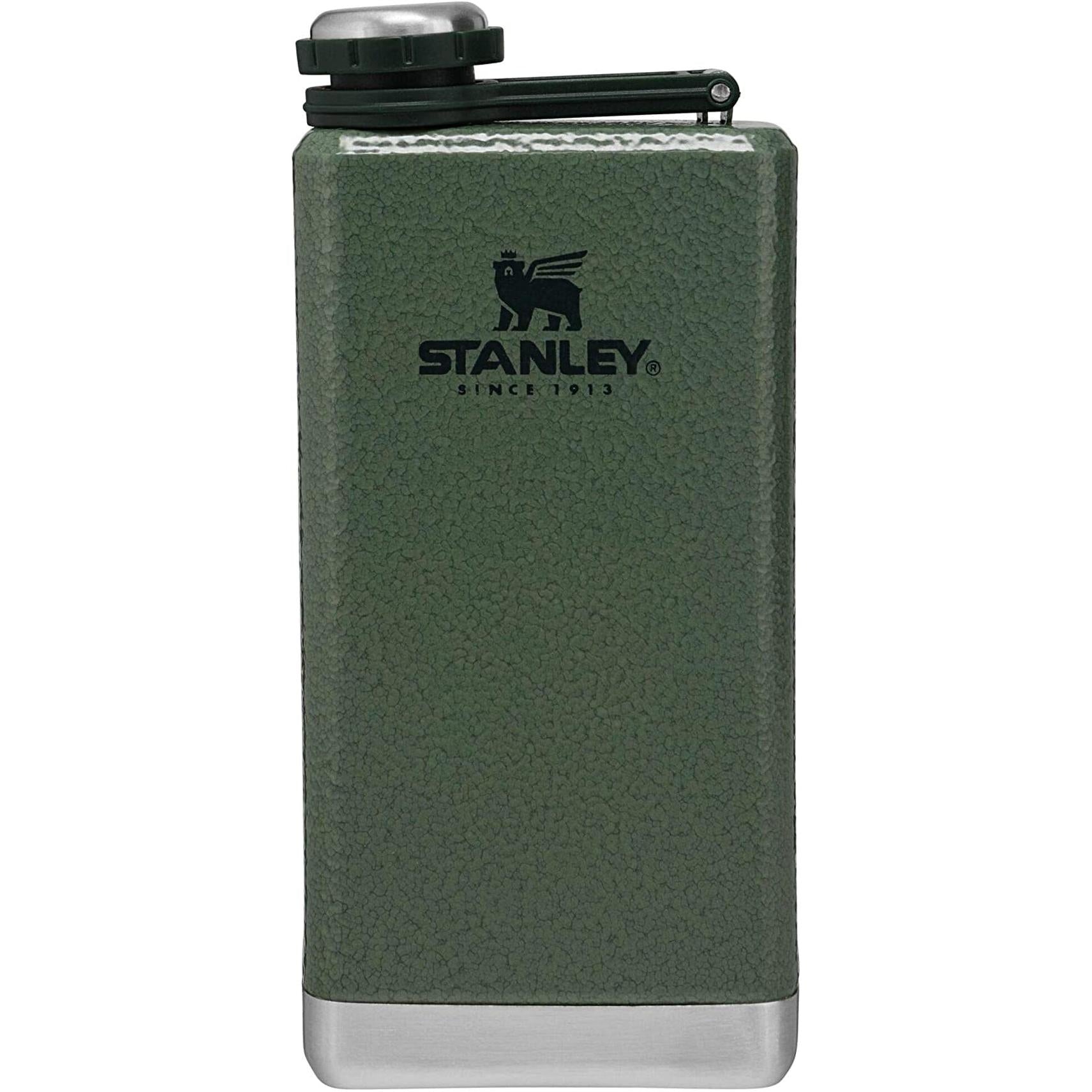 Adventure Pre-Party Flask 8 Oz | Leakproof Hip Flask | Hinge Connected Never Lose Cap | Insulated Stainless Steel Liquor Container | Bpa-Free | Hammertone Green